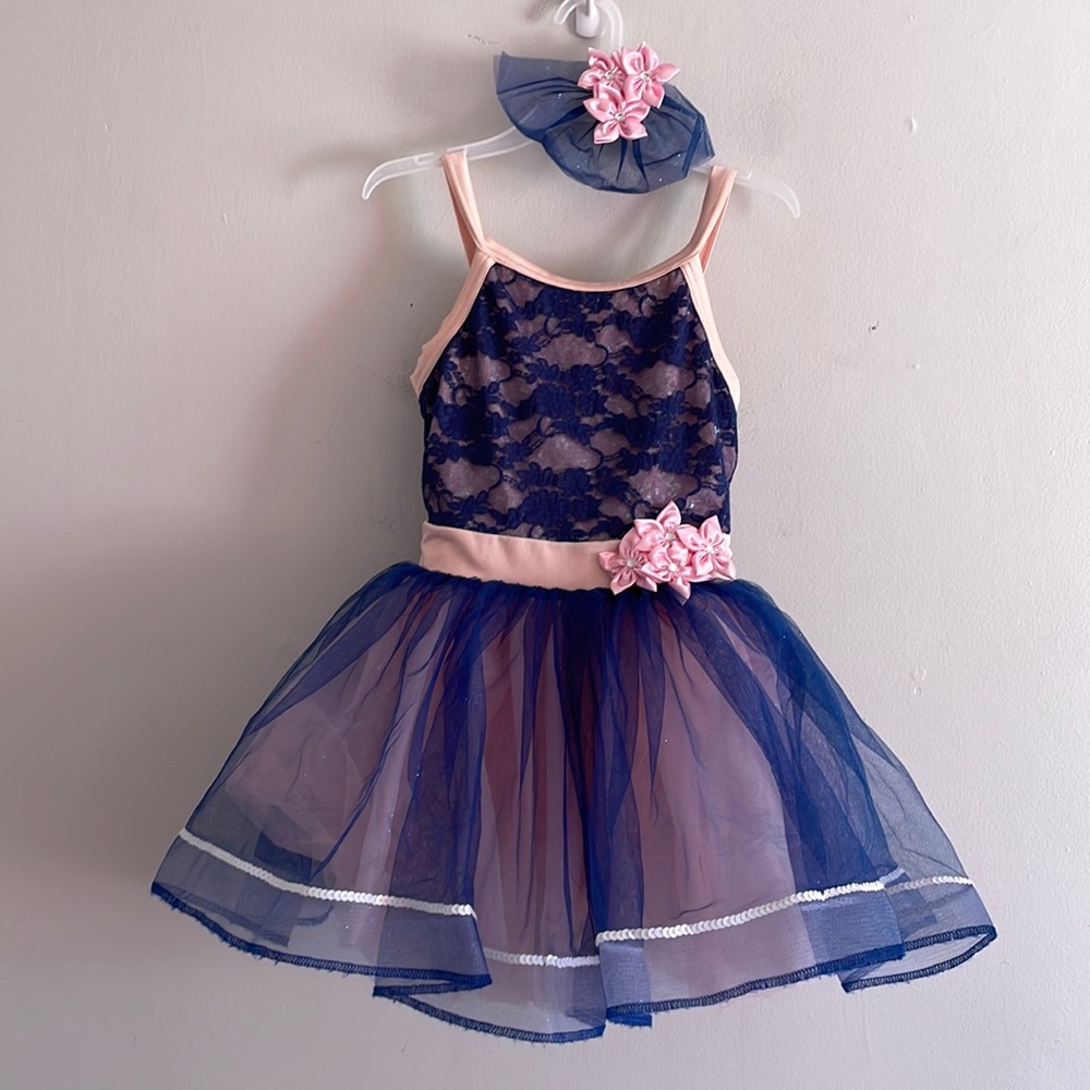 Weismann blue pink dance costume size child medium ballerina
